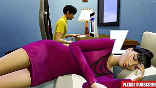 Japanese step-son fucks asian stepmom  after watching porn masturbating next to her-Family Making love Taboo - Adult Movies